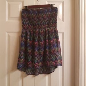 Multi-colored Strapless Top